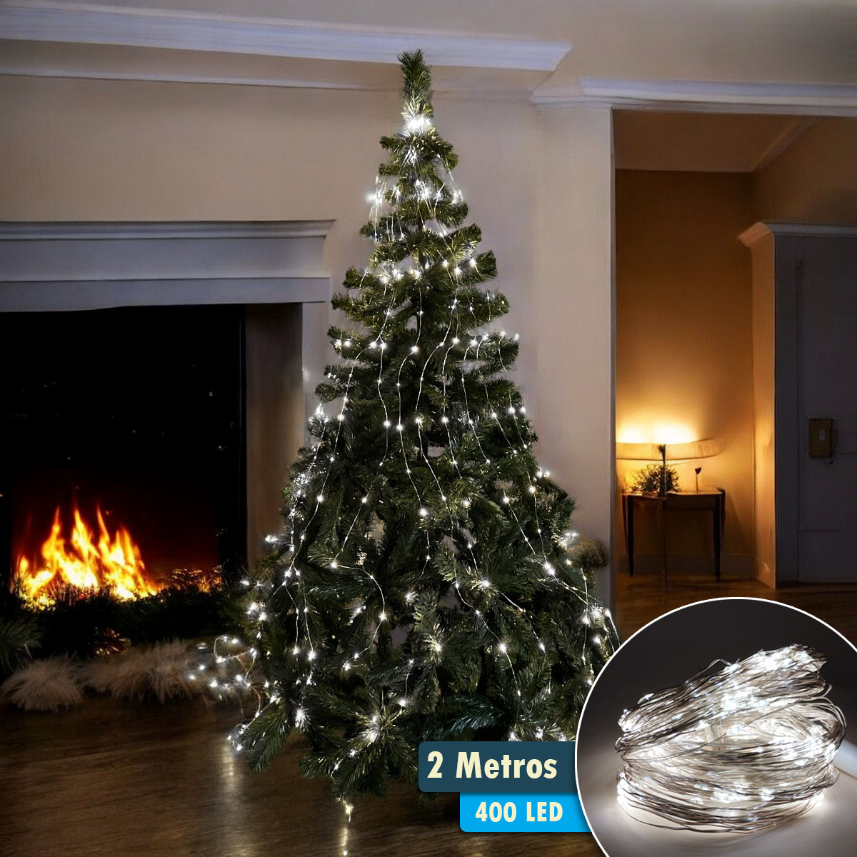 Cascada de Luces Micro LED para Árbol – 400 Luces, 1580V