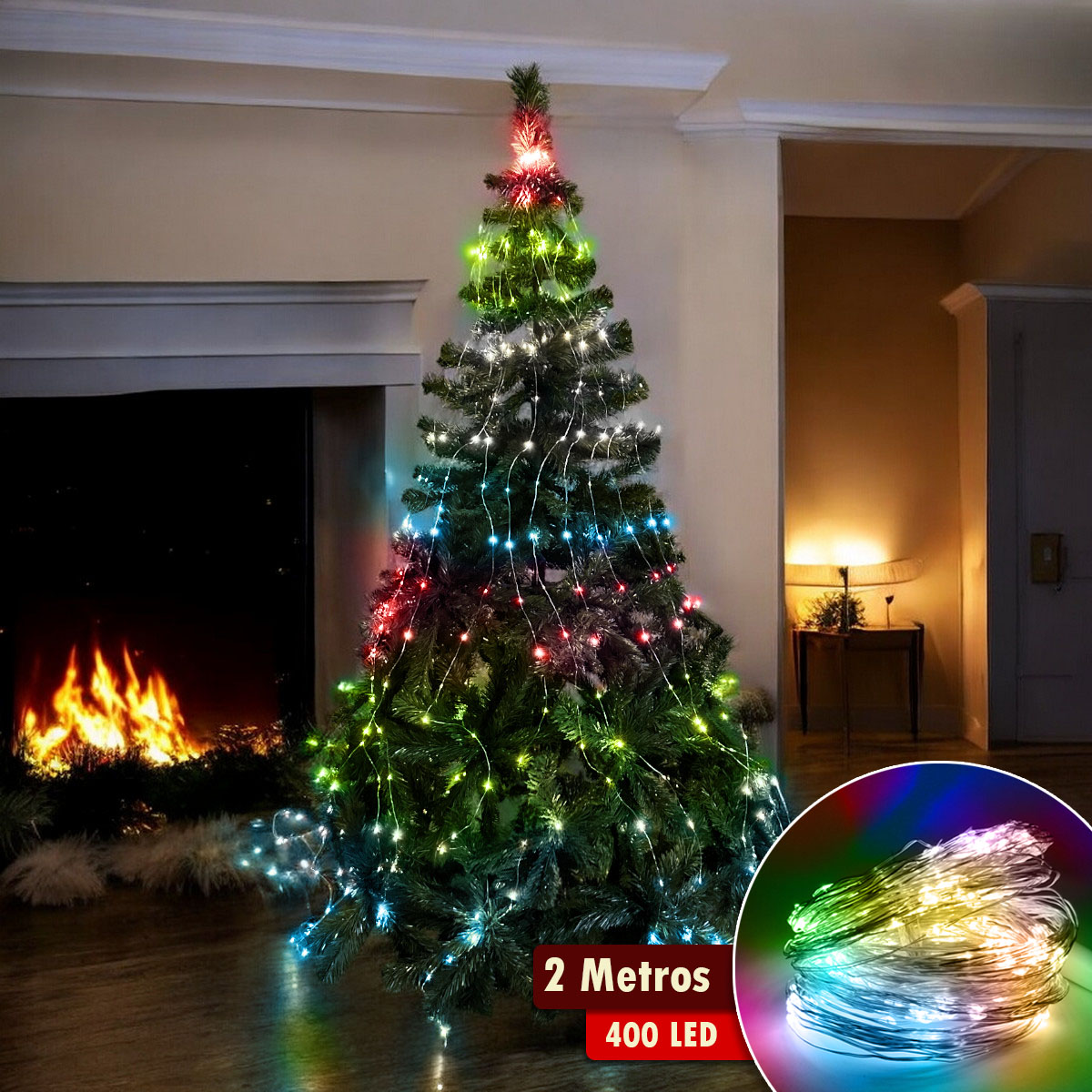 Cascada de Luces Micro LED para Árbol – 400 Luces, 1580V