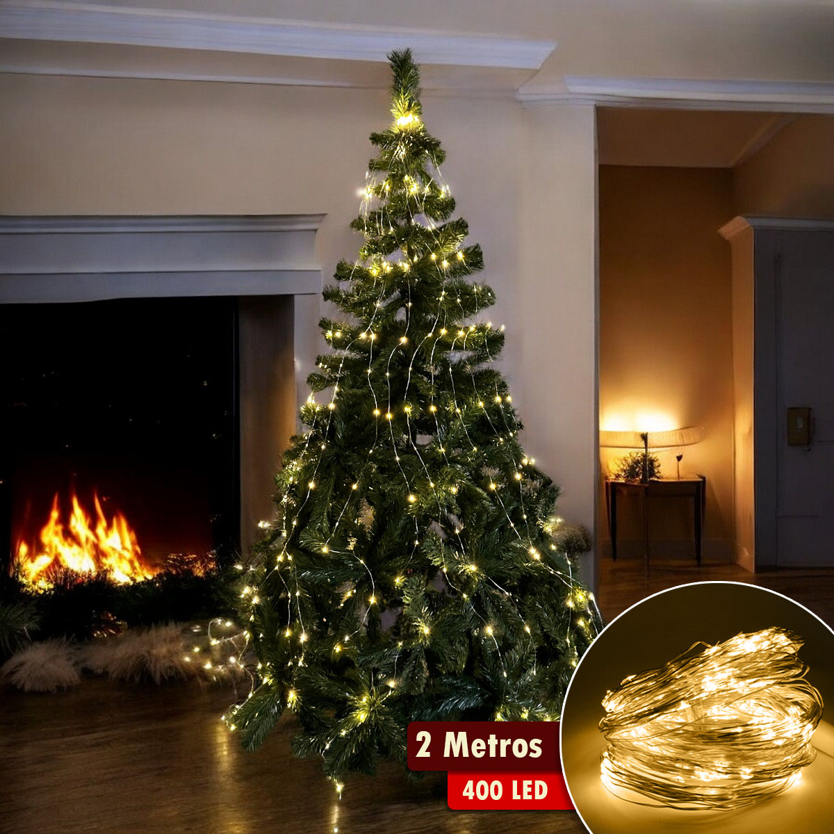 Cascada de Luces Micro LED para Árbol – 400 Luces, 1580V
